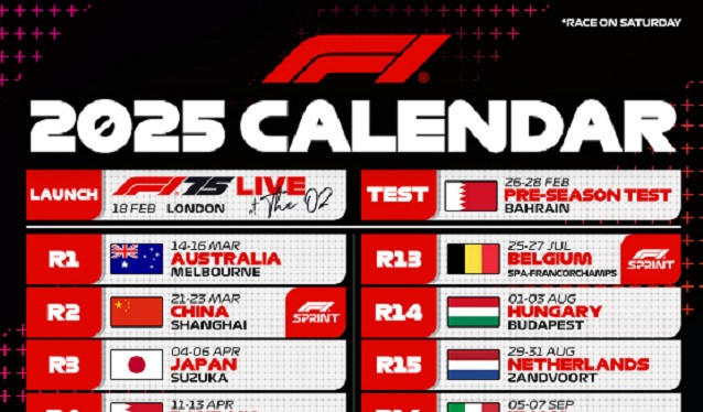 La F1 y la FIA hacen oficial el Calendario para 2025